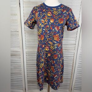 APPLESEED'S Short Sleeve Midi T-Shirt Dress Blue Floral Print-PS